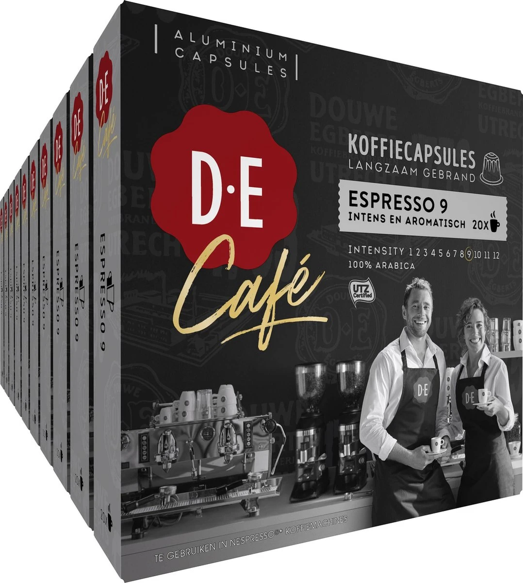 Douwe Egberts D.E Café Espresso Koffiecups - Intensiteit 9/12 - 10 X 20 Capsules 3 Douwe Egberts D.E Café Espresso Koffiecups - Intensiteit 9/12 - 10 X 20 Capsules