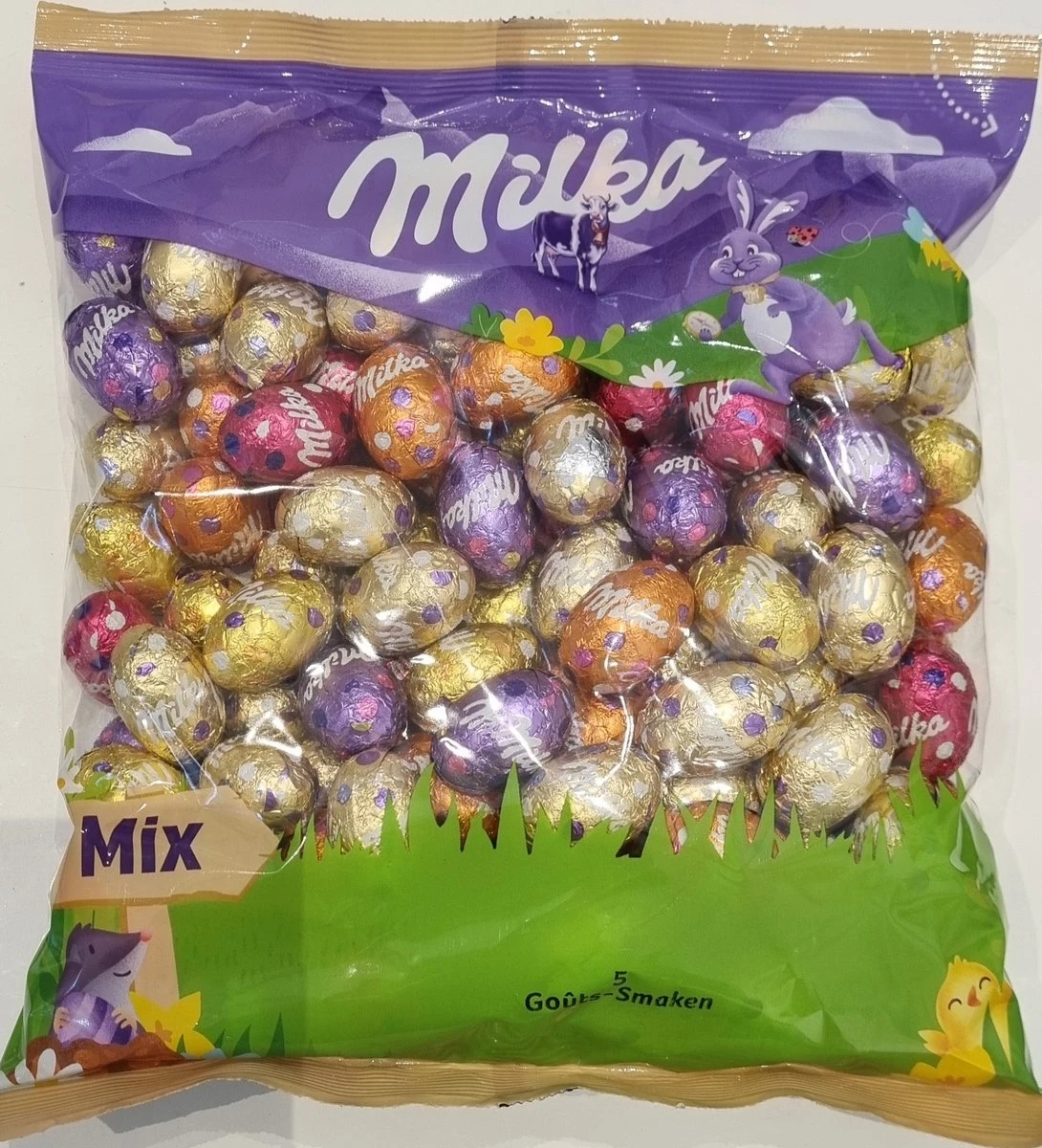 Milka Paaseitjes Mix 5 Smaken - Zak 1 Kg 3 Milka Paaseitjes Mix 5 Smaken - Zak 1 Kg