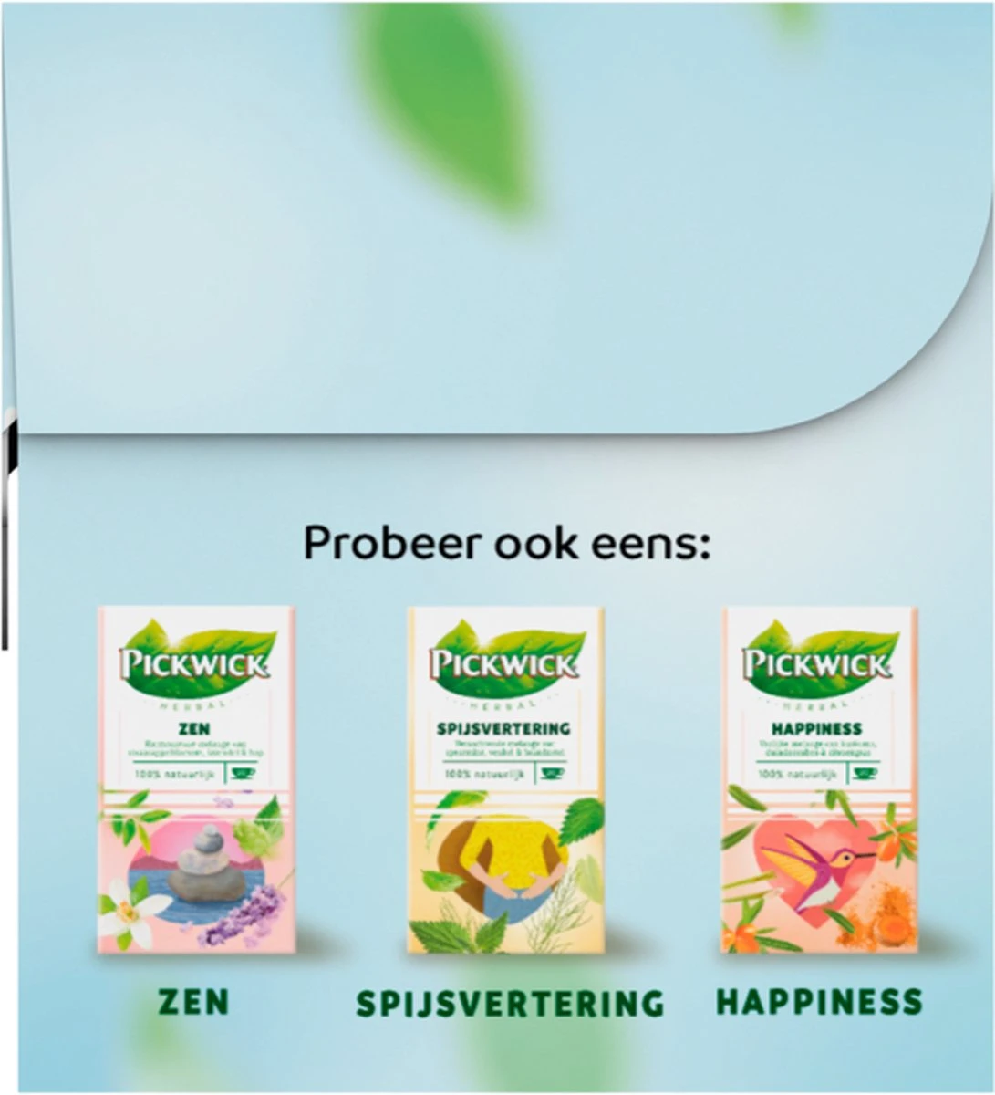Pickwick Slaap Lekker Kruidenthee - Cafeïnevrij - 4 X 20 Zakjes 7 Pickwick Slaap Lekker Kruidenthee - Cafeïnevrij - 4 X 20 Zakjes - Afbeelding 5