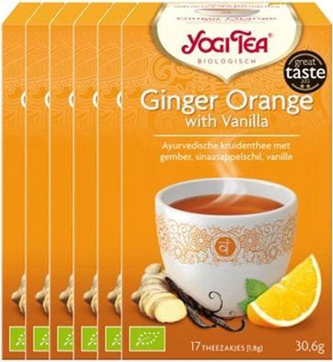 Yogi Tea Ginger Orange With Vanilla - Tray: 6 Stuks 3 Yogi Tea Ginger Orange With Vanilla - Tray: 6 Stuks