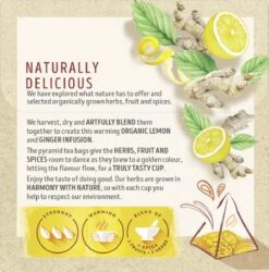 Lipton Ginger & Lemon Kruidenthee, Met De Vurige Smaak Van Gember En Frisheid Van Citroen - 4 X 20 Zakjes - PL-EKO-03 12 Lipton Ginger & Lemon Kruidenthee, Met De Vurige Smaak Van Gember En Frisheid Van Citroen - 4 X 20 Zakjes - PL-EKO-03 -Veilige Voedselwinkel 1187x1200 3