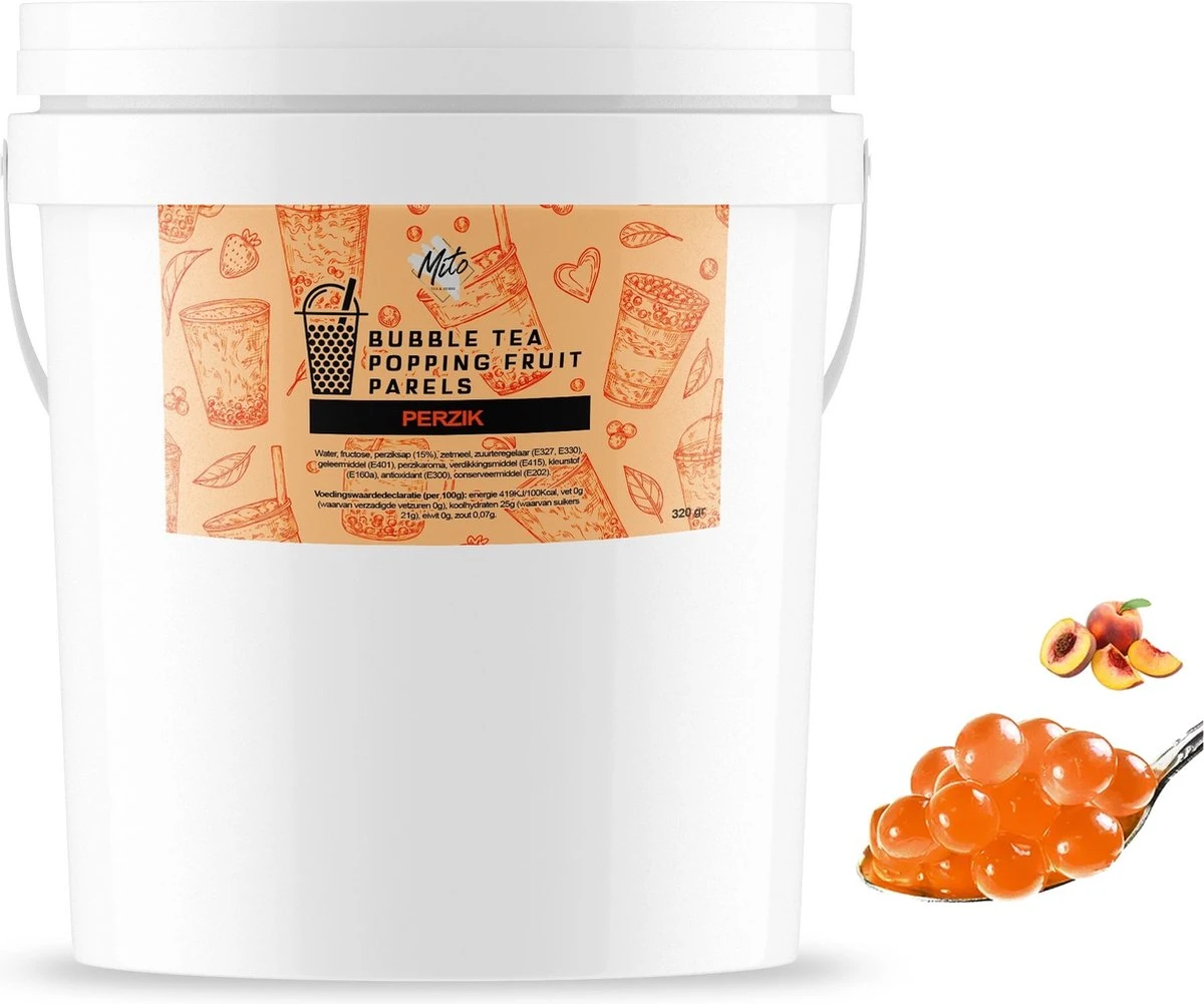 Mito Tea Popping Fruitparels - Boba Bubble Tea Parels - Perzik - Gratis Verzending - 320 Gr 3 Mito Tea Popping Fruitparels - Boba Bubble Tea Parels - Perzik - Gratis Verzending - 320 Gr
