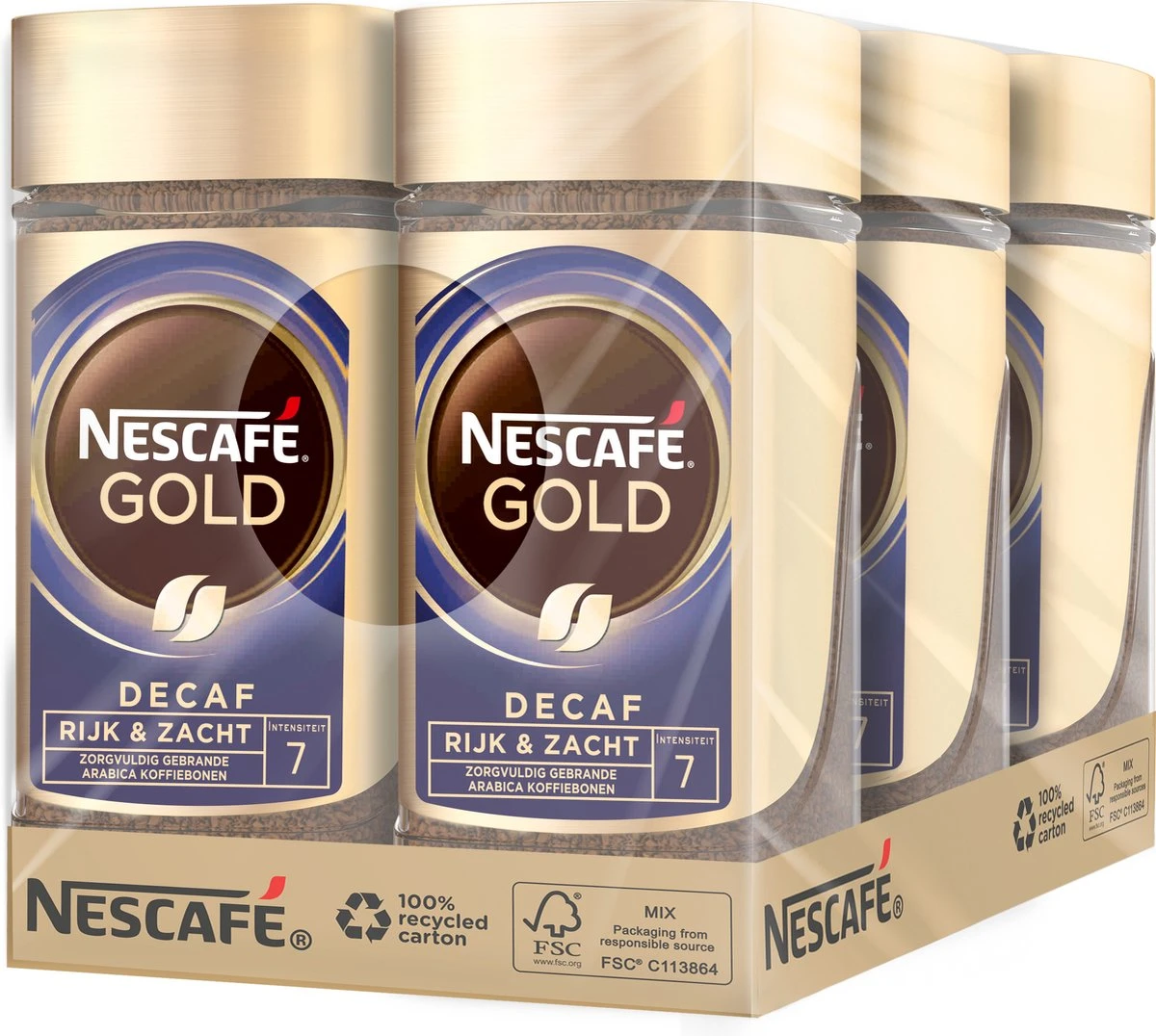 Nescafé Gold Decafé Oploskoffie - 6 Potten à 100 Gram 3 Nescafé Gold Decafé Oploskoffie - 6 Potten à 100 Gram