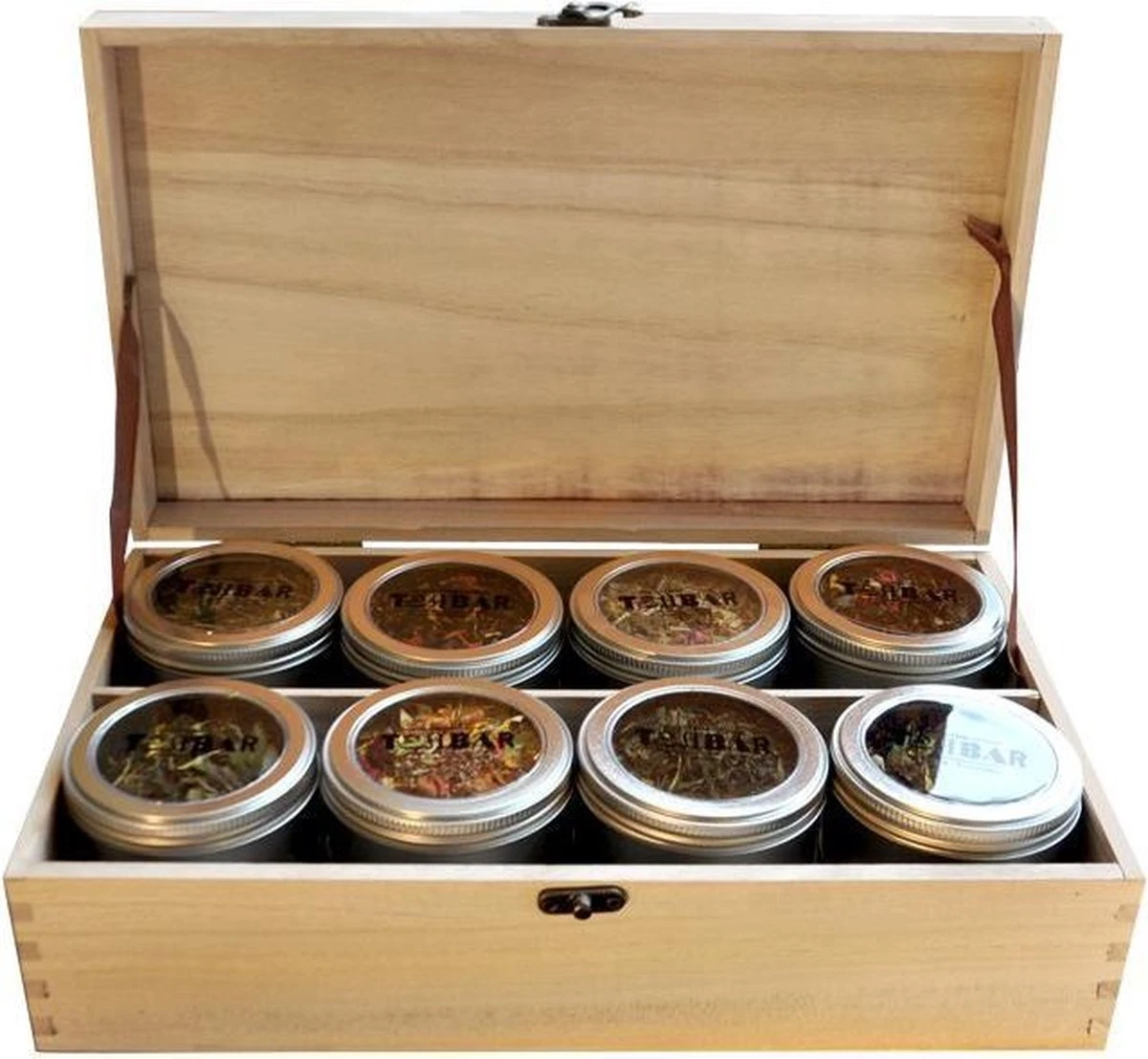 Houten Theekist Gevulde Theedoos Met 16 Blikjes Tea Bar Thee Theecadeau - Losse Thee G - 50 Koppen Per 100 Gram 3 Houten Theekist Gevulde Theedoos Met 16 Blikjes Tea Bar Thee Theecadeau - Losse Thee G - 50 Koppen Per 100 Gram