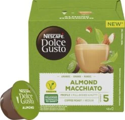 Nescafé Dolce Gusto Almond Macchiato Capsules - Vegan Koffie - 36 Koffiecups -Veilige Voedselwinkel 1200x1151