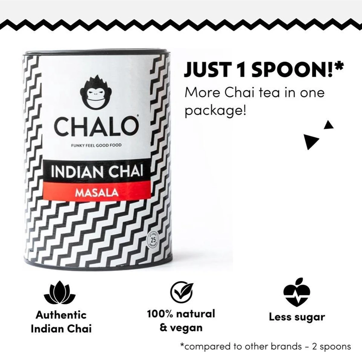 CHALO Prijswinnende Masala Chai Latte - Indische Vegan Chai - Zwarte Assam Thee - 25 Porties/ 300GR 4 CHALO Prijswinnende Masala Chai Latte - Indische Vegan Chai - Zwarte Assam Thee - 25 Porties/ 300GR - Afbeelding 2