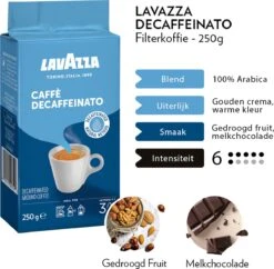 Lavazza Caffe Decaffeinato Filterkoffie - 250 Gram X8 -Veilige Voedselwinkel 1200x1177 2