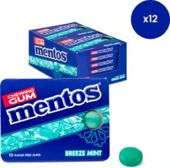 Mentos Suikervrije Kauwgom - Breeze Mint - 12 Blisters