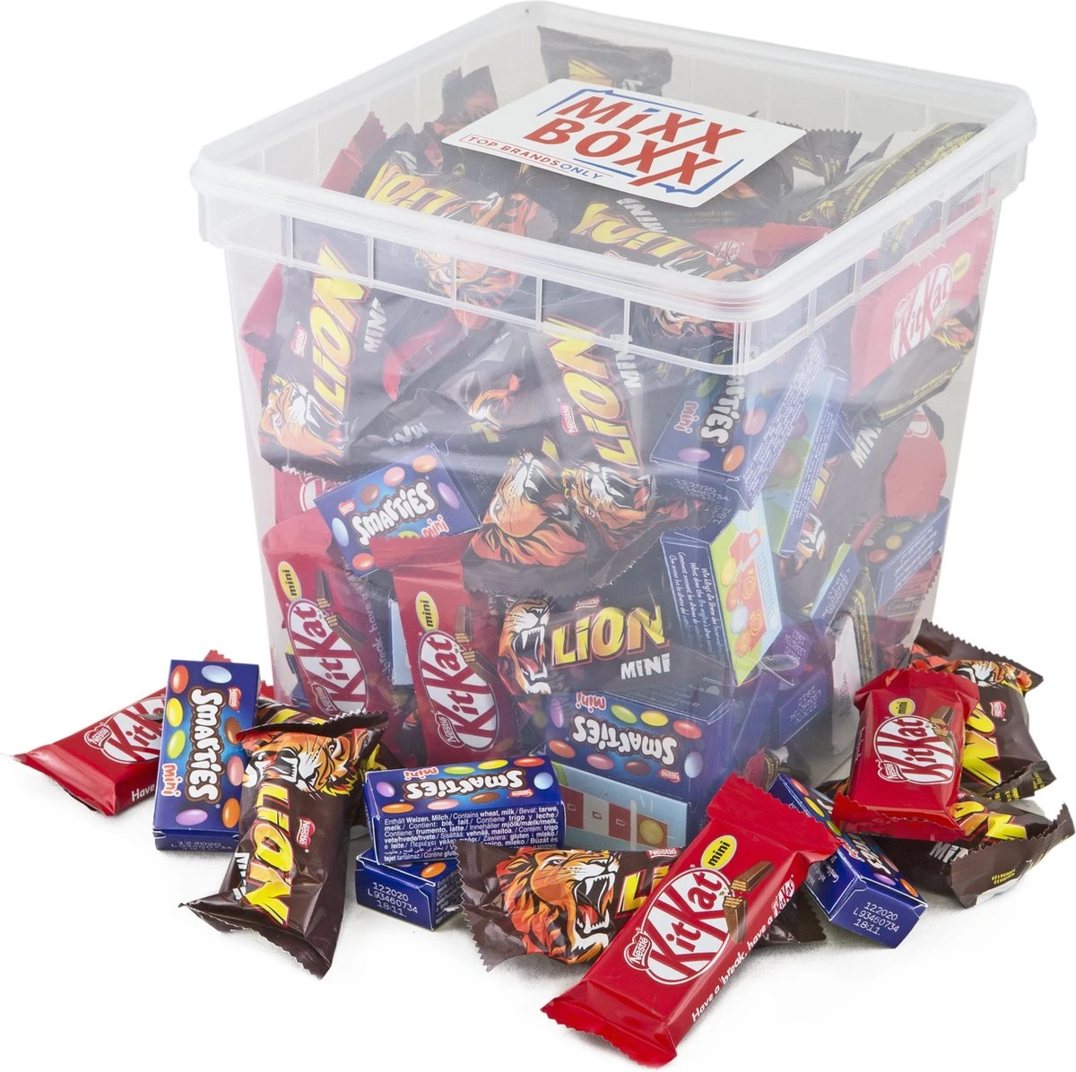 ChocoladeBox Van 100 Stuks Nestle Miniaturen - 1710 Gram - Lion Mini, Smarties Mini, KitKat Mini 3 ChocoladeBox Van 100 Stuks Nestle Miniaturen - 1710 Gram - Lion Mini, Smarties Mini, KitKat Mini