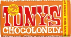 Tony's Chocolonely Chocolade Reep Melk Karamel Zeezout - Melkchocolade Reep - 180 Gram -Veilige Voedselwinkel 1200x632