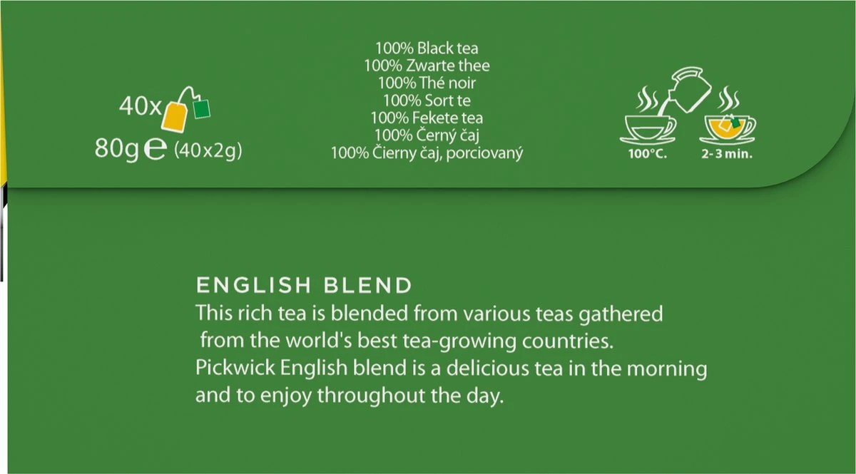 Pickwick English Zwarte Thee - 6 X 40 Zakjes - Extra Grote Verpakking 4 Pickwick English Zwarte Thee - 6 X 40 Zakjes - Extra Grote Verpakking - Afbeelding 2