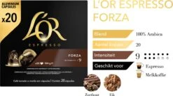 L'OR Espresso Forza Koffiecups - Intensiteit 9/12 - 10 X 20 Capsules 20 L'OR Espresso Forza Koffiecups - Intensiteit 9/12 - 10 X 20 Capsules -Veilige Voedselwinkel 1200x669 2