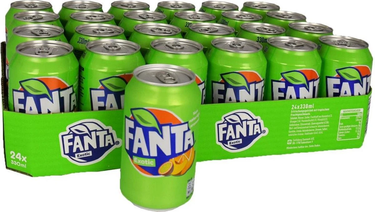 Fanta Exotic Blikjes 33cl Tray 24 Stuks Frisdrank 4 Fanta Exotic Blikjes 33cl Tray 24 Stuks Frisdrank - Afbeelding 2