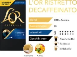 L'OR Espresso Ristretto Decaffeinato - Intensiteit 9/12 - 10 X 10 Capsules -Veilige Voedselwinkel 1200x889 1