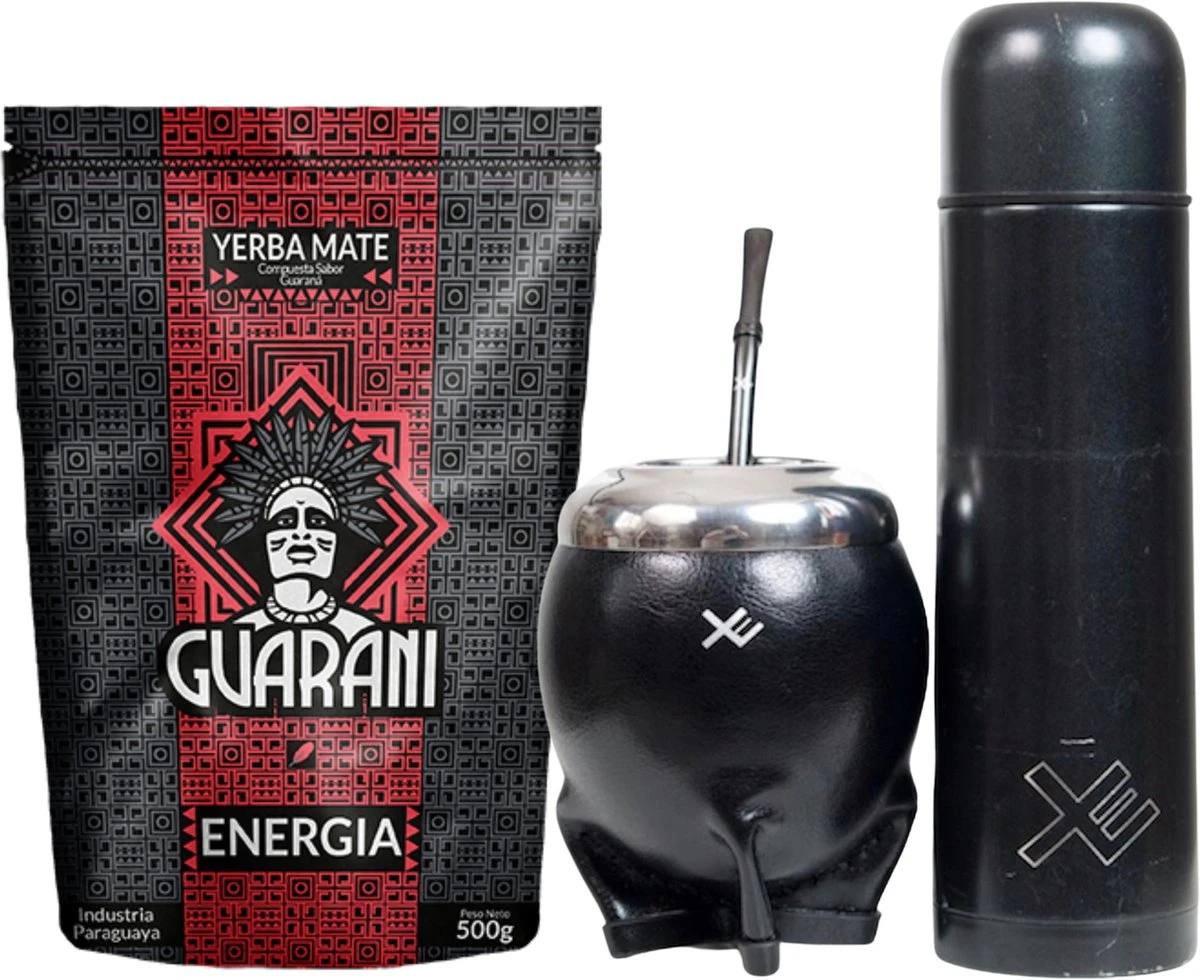 Yerba Mate Set - Kalebas - Thermo - Bombilla - Guarana Thee - EquisMate Classic Black 3 Yerba Mate Set - Kalebas - Thermo - Bombilla - Guarana Thee - EquisMate Classic Black