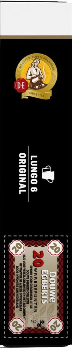 Douwe Egberts Lungo Original Koffiecups - Intensiteit 6/12 - 10 X 20 Capsules 18 Douwe Egberts Lungo Original Koffiecups - Intensiteit 6/12 - 10 X 20 Capsules -Veilige Voedselwinkel 249x1200