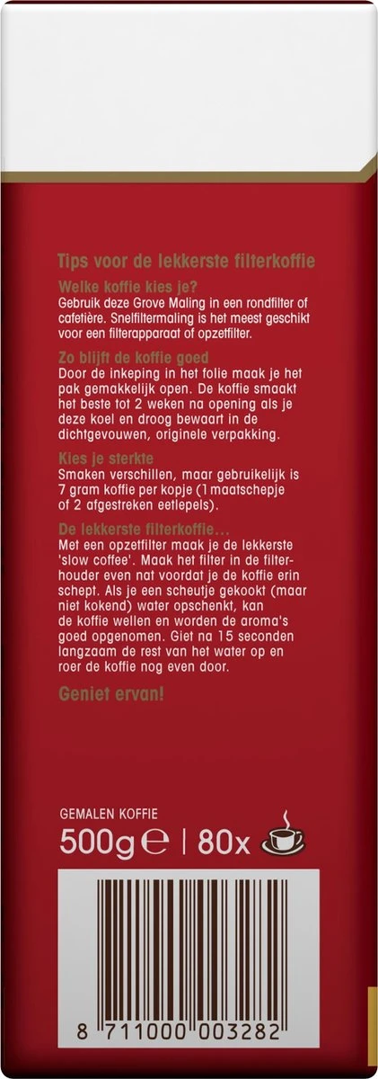 Douwe Egberts Aroma Rood Grove Maling Filterkoffie - 6 X 500 Gram 5 Douwe Egberts Aroma Rood Grove Maling Filterkoffie - 6 X 500 Gram - Afbeelding 3