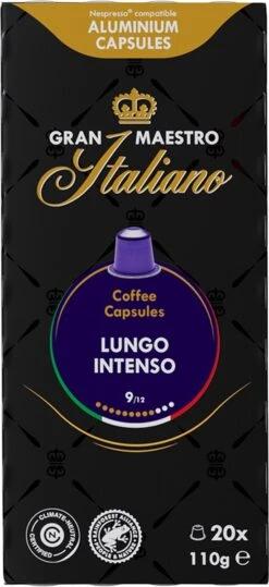 Gran Maestro Italiano - Lungo Intenso - Koffiecups - Nespresso Compatibel Capsules - Krachtige Smaak - 6 X 20 Cups -Veilige Voedselwinkel 550x1200