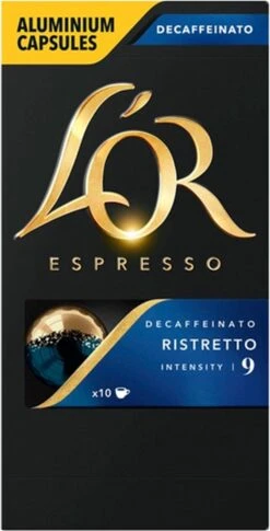 L'OR Espresso Ristretto Decaffeinato - Intensiteit 9/12 - 10 X 10 Capsules -Veilige Voedselwinkel 611x1200