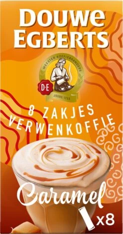 Douwe Egberts Verwenkoffie Latte Caramel Oploskoffie - 5 X 8 Zakjes -Veilige Voedselwinkel 633x1200