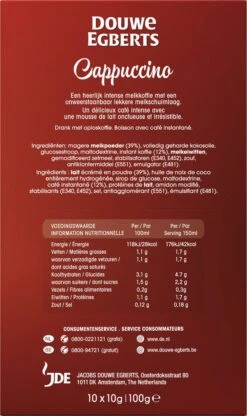 Douwe Egberts Verwenkoffie Cappuccino Oploskoffie - 5 X 10 Zakjes -Veilige Voedselwinkel 713x1200 5