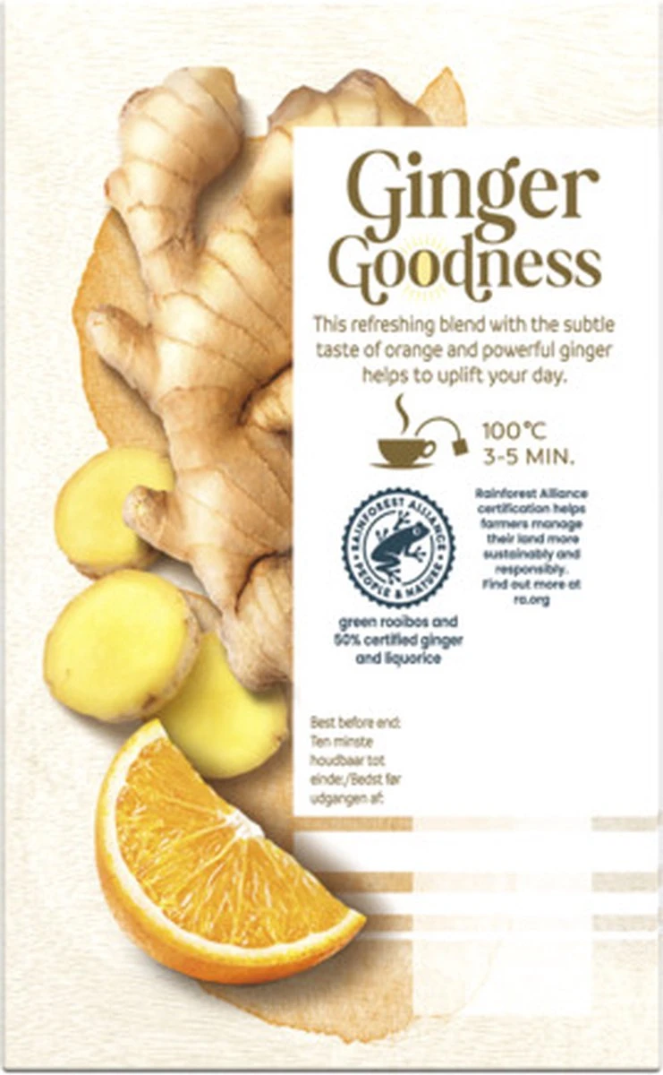 Pickwick Kruidenthee Ginger Goodness Orange - 4 X 15 Theezakjes 7 Pickwick Kruidenthee Ginger Goodness Orange - 4 X 15 Theezakjes - Afbeelding 5