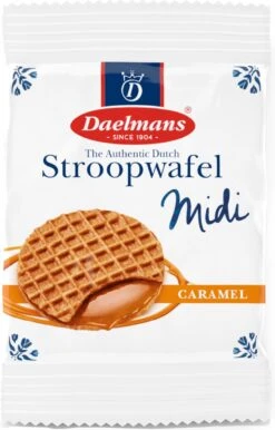 Daelmans Midi Stroopwafels - Doos 150 X 1 Stuks (per 1 Verpakt) - 15 Gram Per Koek -Veilige Voedselwinkel 768x1200 1