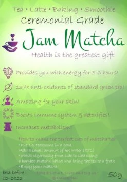 Biologische Matcha Poeder 50 Gram - CEREMONIAL GRADE - JamMatcha Groene Thee - Matcha Thee -Veilige Voedselwinkel 835x1200