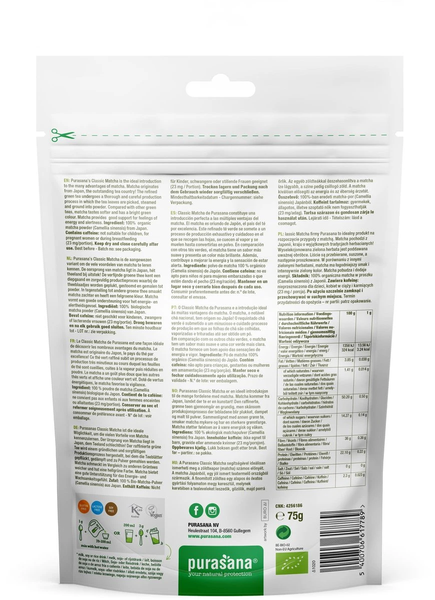 Purasana Matcha Classic Raw Powder 75 Gram 5 Purasana Matcha Classic Raw Powder 75 Gram - Afbeelding 3