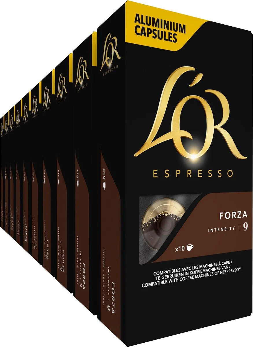 L'OR Espresso Forza Koffiecups - Intensiteit 9/12 - 10 X 10 Capsules 3 L'OR Espresso Forza Koffiecups - Intensiteit 9/12 - 10 X 10 Capsules