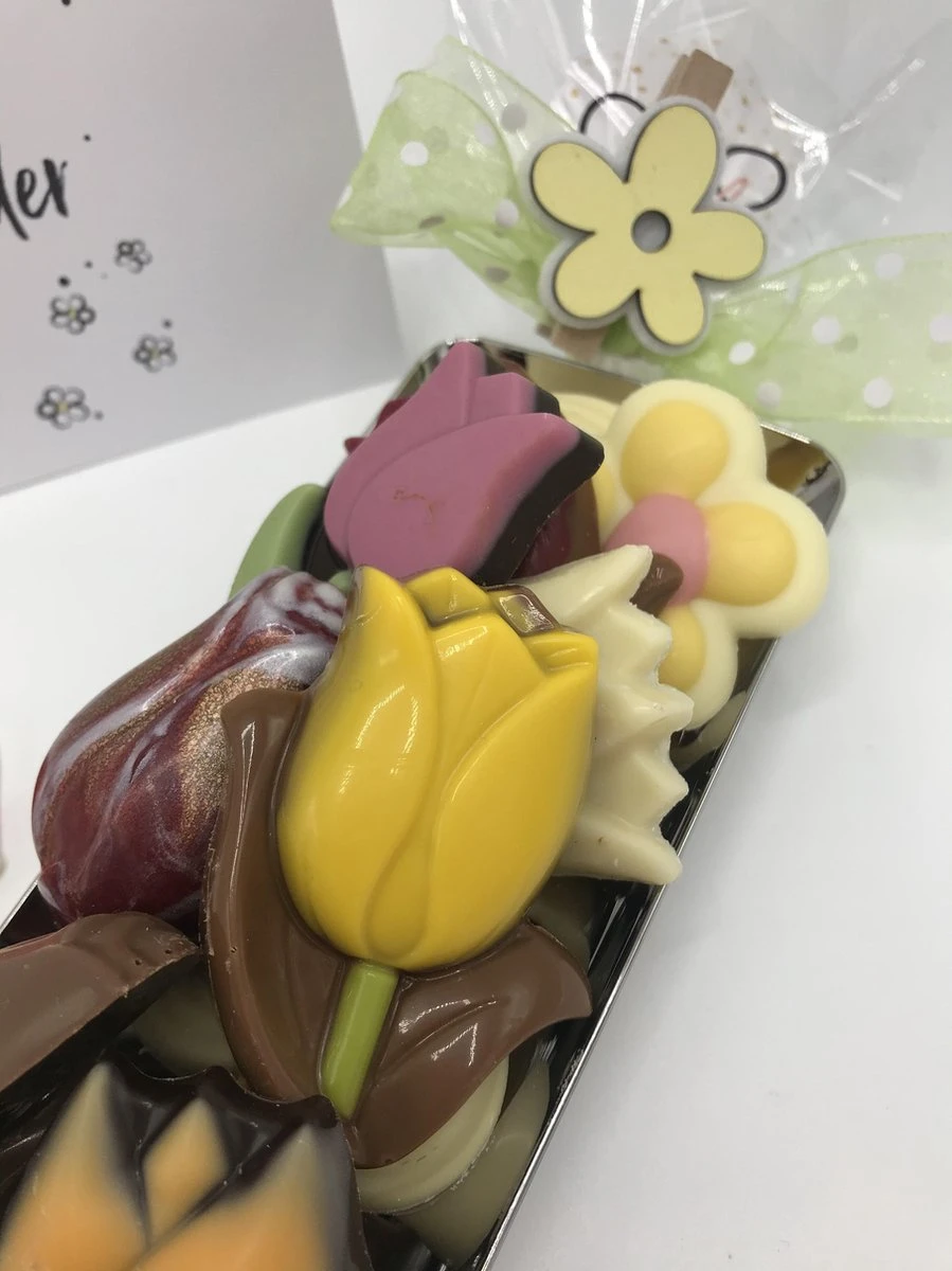 Cho-lala Boeketje Chocolade Tulpen | Chocolade Cadeau | Verjaardag, Felicitatie, Zomaar | 165 Gram Chocolade Tulpen En Bloemen 4 Cho-lala Boeketje Chocolade Tulpen | Chocolade Cadeau | Verjaardag, Felicitatie, Zomaar | 165 Gram Chocolade Tulpen En Bloemen - Afbeelding 2
