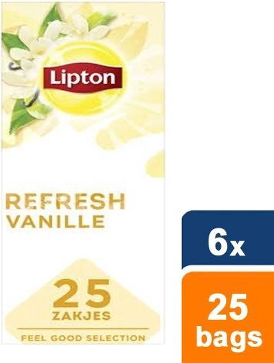Lipton - Feel Good Selection Zwarte Thee Vanille - 6x 25 Zakjes 3 Lipton - Feel Good Selection Zwarte Thee Vanille - 6x 25 Zakjes