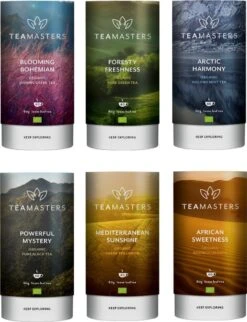 Teamasters Pure & Blends Mixbox - 6 X 60 Gram - Biologische Losse Thee - Rooibos Thee - Munt Thee - Citroen Thee - Groene Thee - Jasmijn Thee - Zwarte Thee - Oolong Thee - IJsthee - Zomer