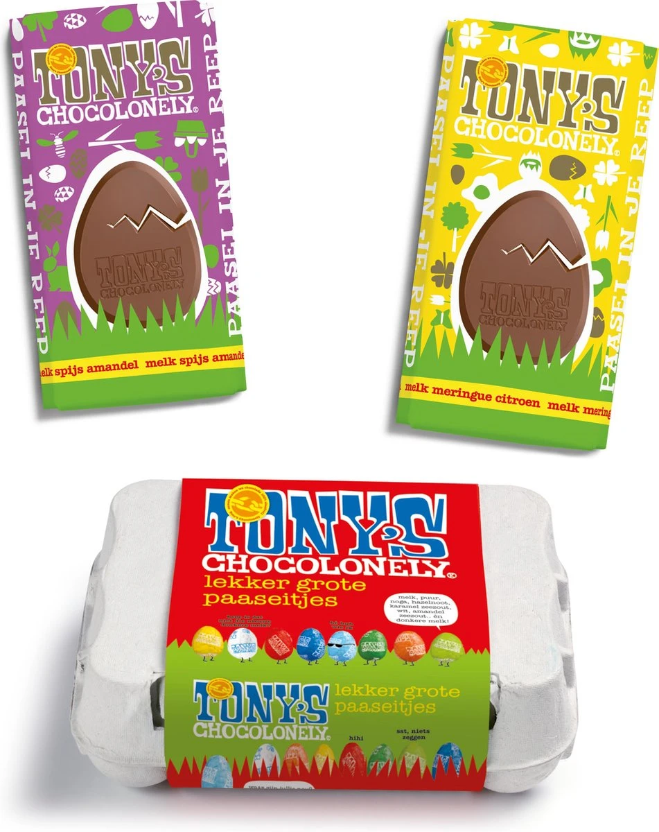 Tony's Chocolonely Chocolade Paas Geschenkset - Chocolade Reep En Eitjes Voor Pasen - Paaseieren - Chocoladereep 3 Tony's Chocolonely Chocolade Paas Geschenkset - Chocolade Reep En Eitjes Voor Pasen - Paaseieren - Chocoladereep