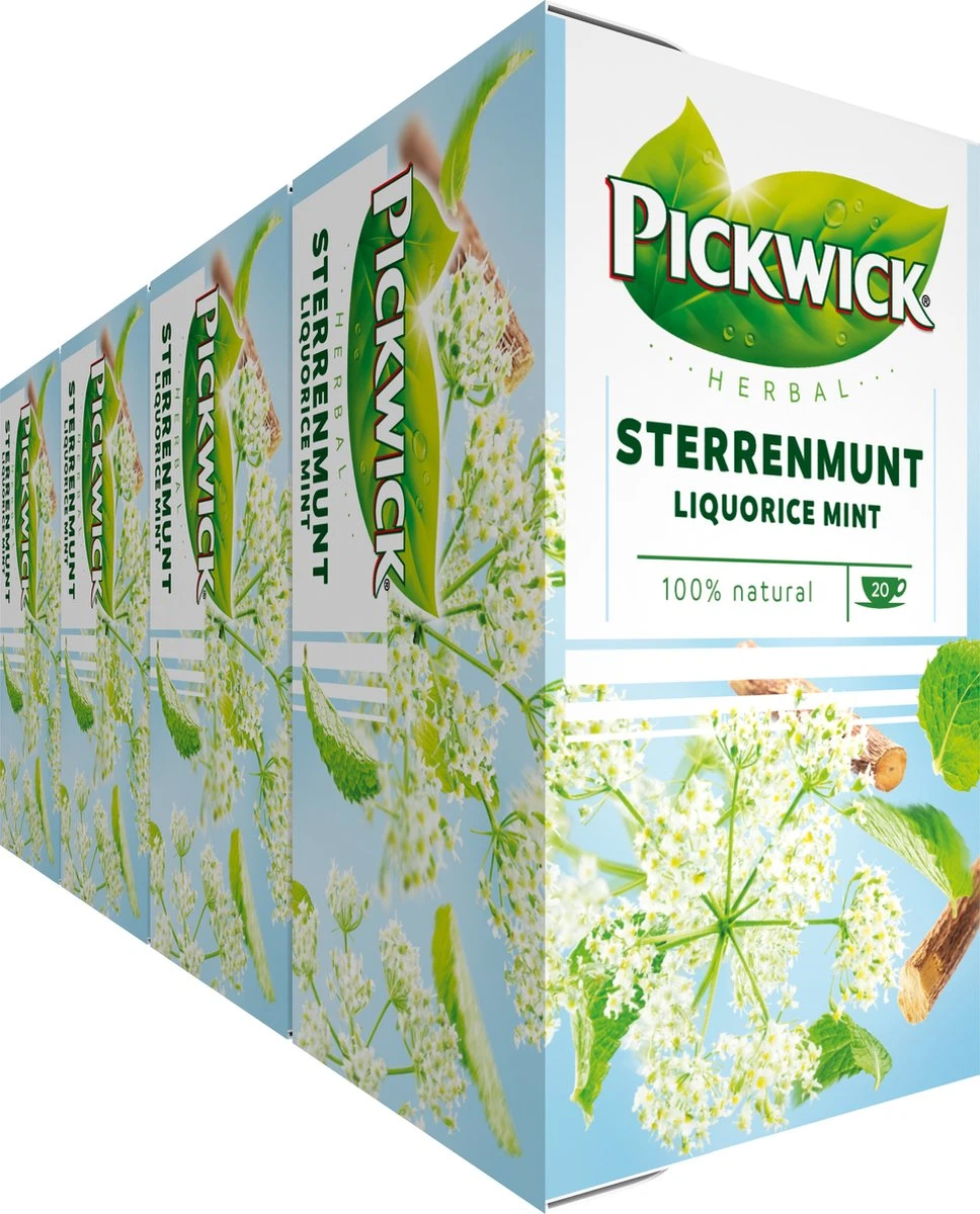 Pickwick Sterrenmunt Kruidenthee - 4 X 20 Zakjes 3 Pickwick Sterrenmunt Kruidenthee - 4 X 20 Zakjes